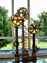 Steampunk Art bordes lamp / machine: Large custom piece of art made for anniversary Eldra BV.