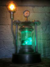 Steampunk Art Alchemy lamp for sale: Decorative piece of art with taxidermy centipedes.