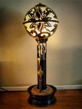 Steampunk Art floor lamp: Decorative piece of art with Lotus flower.