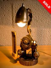 Steampunk desk or dresser lamp: very small steampunk lamp.