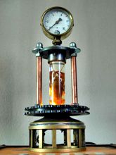 Steampunk Art Alchemy lamp for sale: Decorative piece of art with taxidermy crab.